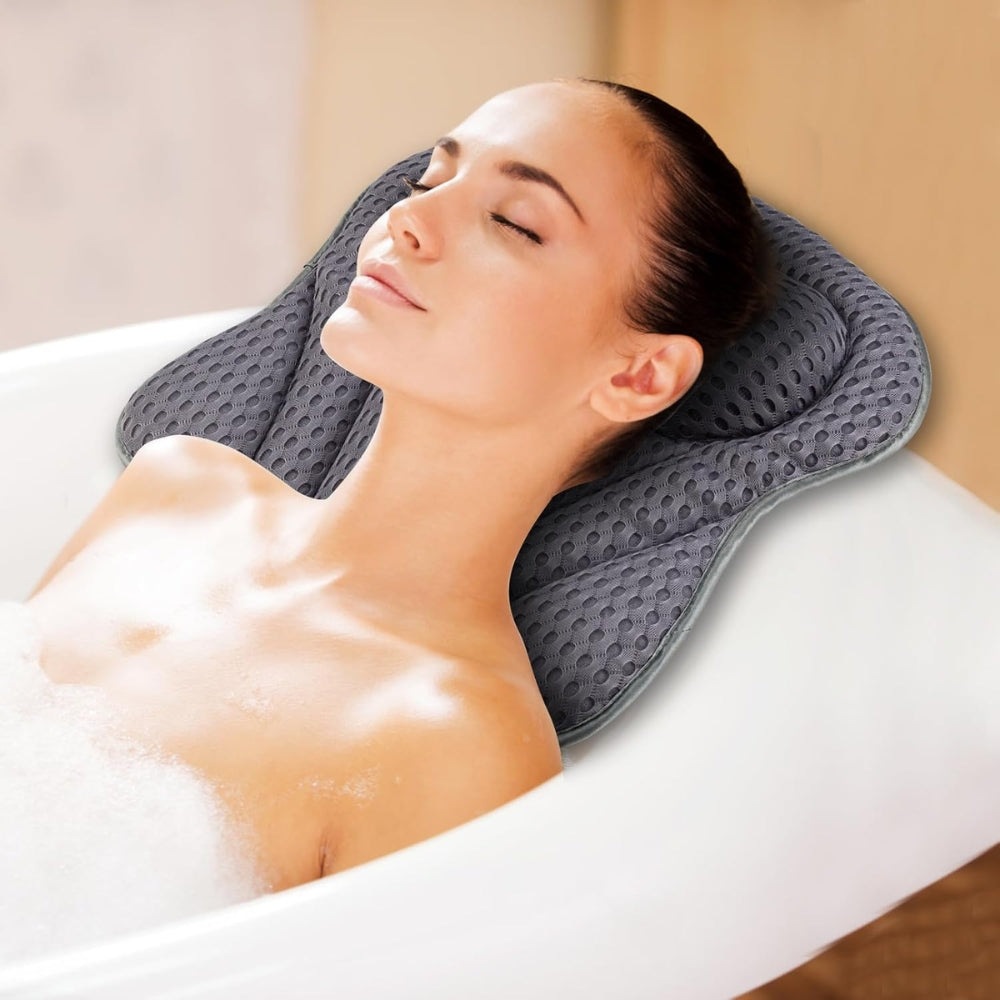 Bath Pillow with Neck and Back Support Spa Cushion Headrest