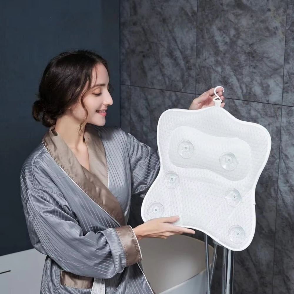 Bath Pillow with Neck and Back Support Spa Cushion Headrest