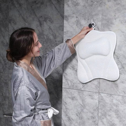 Bath Pillow with Neck and Back Support Spa Cushion Headrest
